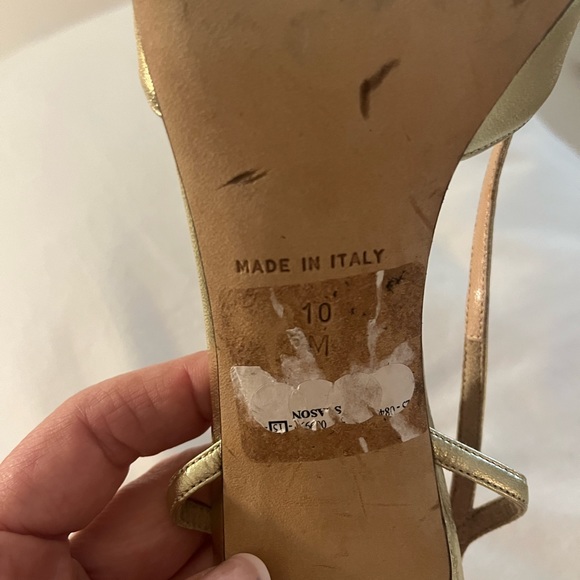 Kate Spade Gold Fabric comfortable strap heels. - Picture 6 of 7